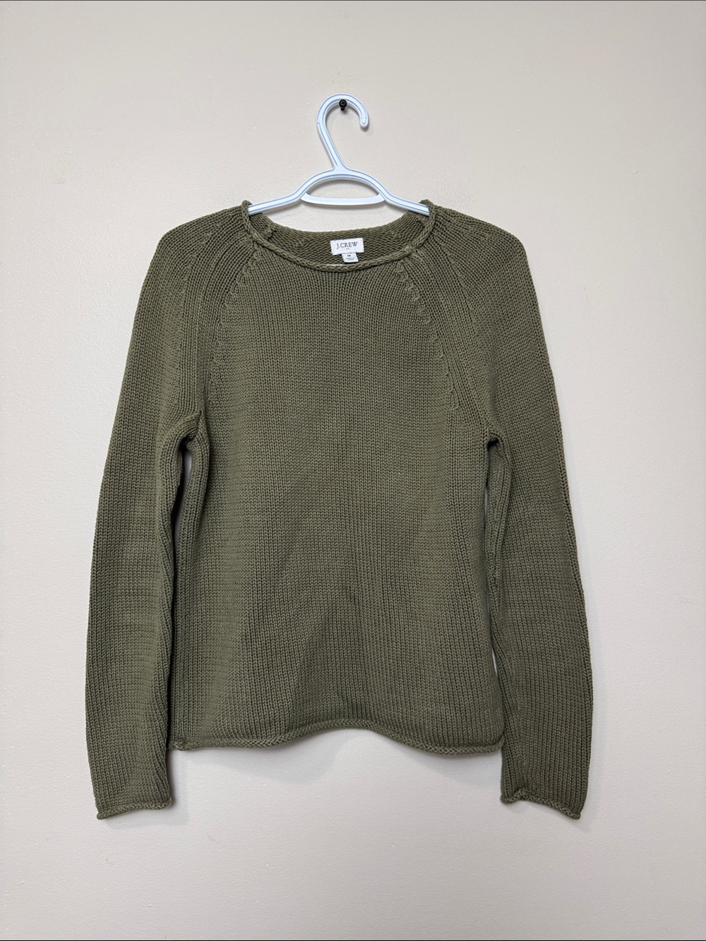 J. Crew Olive Knit Crewneck Sweater size M